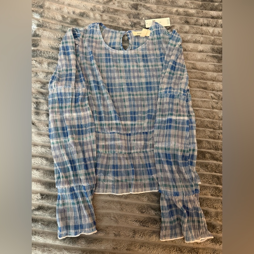 Blue/Cream Shimmer Crop Top